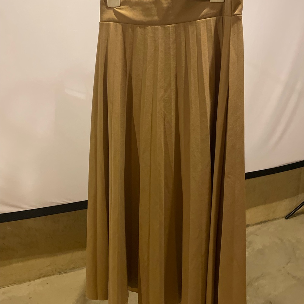 Tan Pleated Skirt